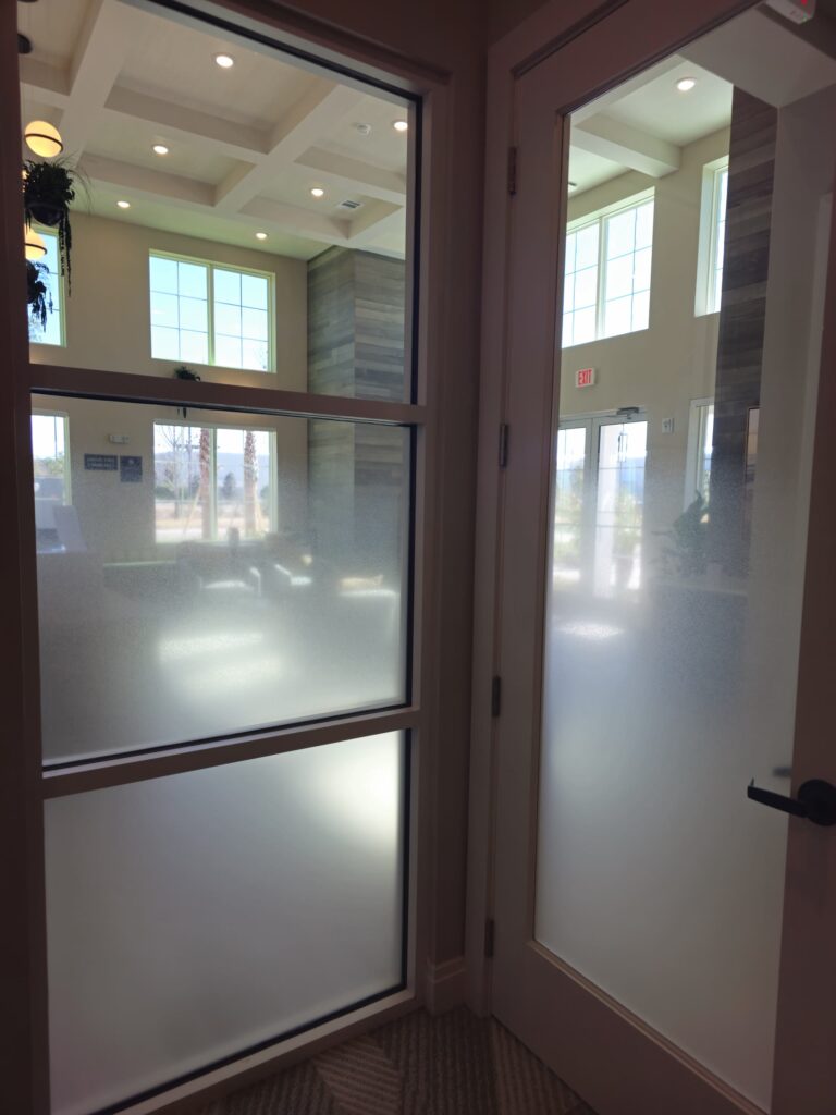Commercial lobby after window film installation