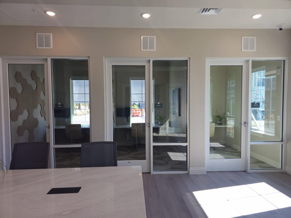 Glass entrance before window film installation
